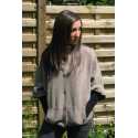 Wide batwing sleeve cardigan, virgin wool and alpaca