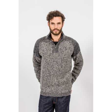 Pull col zippé 100 % pure laine vierge