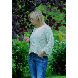 Cardigan bouton et dentelle en coton et lin