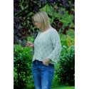 Cardigan bouton et dentelle en coton et lin