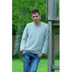 V neck sweater, 100% Donegal virgin wool